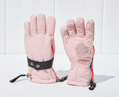 Snap Closure Dual Zipper Snow Gloves